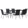 Ensemble à manger de jardin 7 pcs noir textilène et acier 529644529644