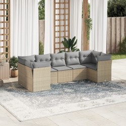 Salon de jardin avec coussins 7 pcs beige résine tressée 529645529645