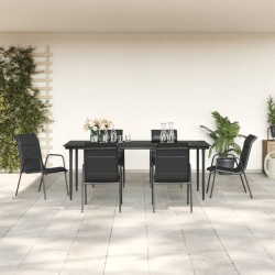 Ensemble à manger de jardin 7 pcs noir textilène et acier 529646529646