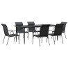 Ensemble à manger de jardin 7 pcs noir textilène et acier 529646529646