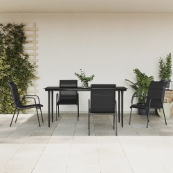 Ensemble à manger de jardin 5 pcs noir textilène et acier 529647529647