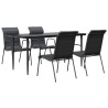 Ensemble à manger de jardin 5 pcs noir textilène et acier 529647529647