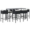 Ensemble de bar de jardin 7 pcs avec coussins noir poly rotin 529648529648