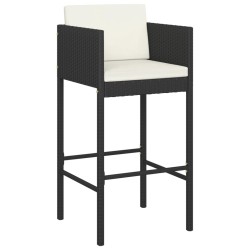 Ensemble de bar de jardin 7 pcs avec coussins noir poly rotin 529648529648