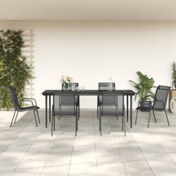 Ensemble à manger de jardin 7 pcs noir textilène et acier 529649529649