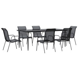 Ensemble à manger de jardin 7 pcs noir textilène et acier 529649529649