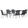 Ensemble à manger de jardin 7 pcs noir textilène et acier 529649529649