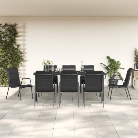 Ensemble à manger de jardin 9 pcs noir textilène et acier 529653529653