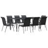 Ensemble à manger de jardin 9 pcs noir textilène et acier 529653529653