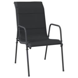 Ensemble à manger de jardin 9 pcs noir textilène et acier 529653529653
