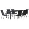 Ensemble à manger de jardin 7 pcs noir textilène et acier 529654529654