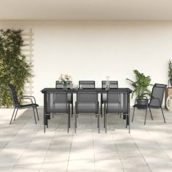 Ensemble à manger de jardin 9 pcs noir textilène et acier 529655529655