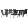 Ensemble à manger de jardin 9 pcs noir textilène et acier 529655529655