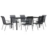 Ensemble à manger de jardin 7 pcs noir textilène et acier 529656529656