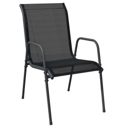 Ensemble à manger de jardin 7 pcs noir textilène et acier 529656529656