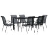 Ensemble à manger de jardin 7 pcs noir textilène et acier 529657529657