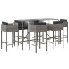 Ensemble de bar de jardin 7 pcs avec coussins gris poly rotin 529658529658
