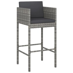 Ensemble de bar de jardin 7 pcs avec coussins gris poly rotin 529658529658
