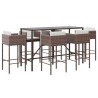 Ensemble de bar de jardin avec coussins 7 pcs marron poly rotin 529659529659