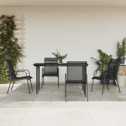 Ensemble à manger de jardin 5 pcs noir textilène et acier 529660529660
