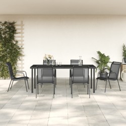 Ensemble à manger de jardin 7 pcs noir textilène et acier 529661529661