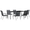 Ensemble à manger de jardin 7 pcs noir textilène et acier 529661529661