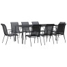 Ensemble à manger de jardin 9 pcs noir textilène et acier 529664529664