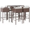 Ensemble de bar de jardin avec coussins 7 pcs marron poly rotin 529665529665