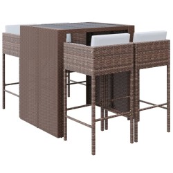 Ensemble de bar de jardin avec coussins 5 pcs marron poly rotin 529666529666