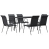 Ensemble à manger de jardin 7 pcs noir textilène et acier 529667529667