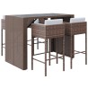 Ensemble de bar de jardin avec coussins 5 pcs marron poly rotin 529668529668