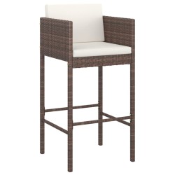 Ensemble de bar de jardin avec coussins 5 pcs marron poly rotin 529668529668