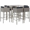 Ensemble de bar de jardin 7 pcs avec coussins gris poly rotin 529669529669