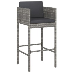 Ensemble de bar de jardin 7 pcs avec coussins gris poly rotin 529669529669