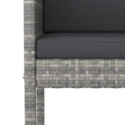 Ensemble de bar de jardin 7 pcs avec coussins gris poly rotin 529669529669