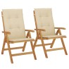 Chaises de jardin inclinables lot de 2 et coussins teck massif 529674529674