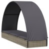 Chaise longue avec toit rond gris 211x57x140 cm résine tressée 529675529675