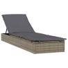 Chaise longue avec toit rond gris 211x57x140 cm résine tressée 529675529675