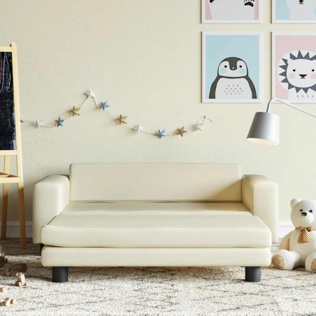 Canapé avec repose-pied pour enfants crème 100x50x30 cm 529678529678
