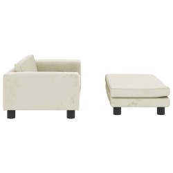 Canapé avec repose-pied pour enfants crème 100x50x30 cm velours 529679529679