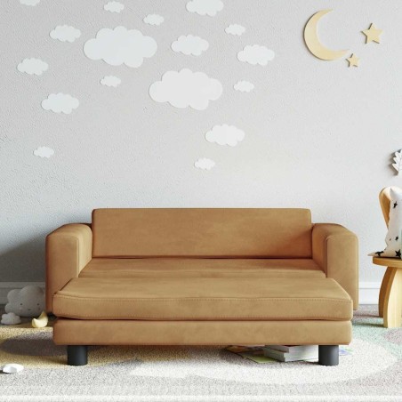 Canapé avec repose-pied pour enfants marron 100x50x30cm velours 529680529680