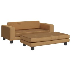 Canapé avec repose-pied pour enfants marron 100x50x30cm velours 529680529680