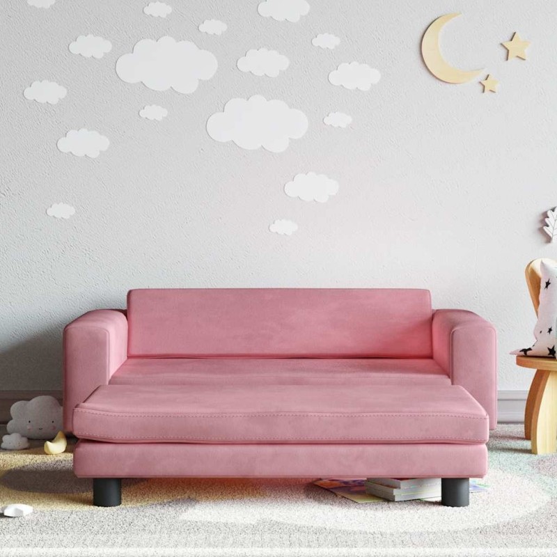Canapé avec repose-pied pour enfants rose 100x50x30 cm velours 529693529693