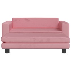 Canapé avec repose-pied pour enfants rose 100x50x30 cm velours 529693529693