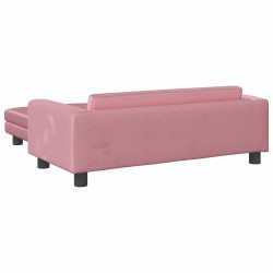 Canapé avec repose-pied pour enfants rose 100x50x30 cm velours 529693529693