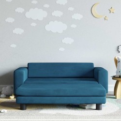 Canapé avec repose-pied pour enfants bleu 100x50x30 cm velours 529694529694