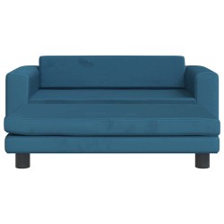 Canapé avec repose-pied pour enfants bleu 100x50x30 cm velours 529694529694