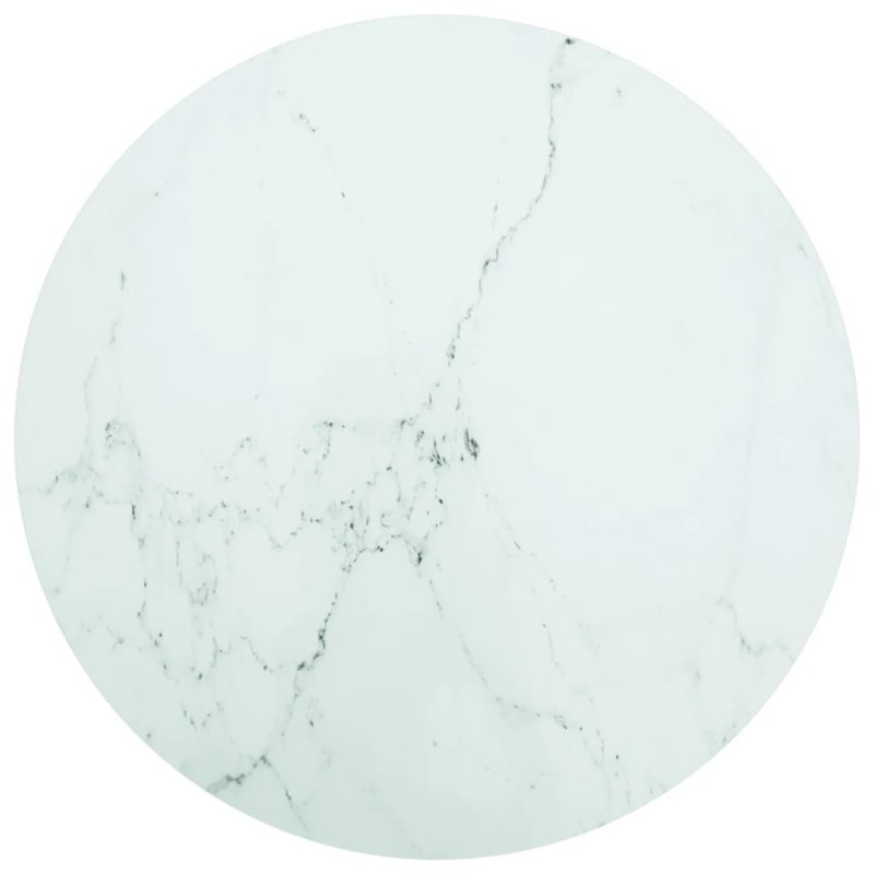Dessus de table blanc Ø90x1 cm verre trempé avec design marbre 529695529695