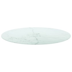 Dessus de table blanc Ø90x1 cm verre trempé avec design marbre 529695529695