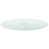 Dessus de table blanc Ø90x1 cm verre trempé avec design marbre 529695529695